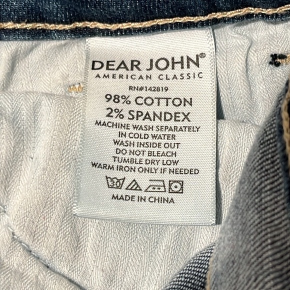 DEAR JOHN Straight Jeans Raw Hem Distressed Palm Spring Light Wash Denim EUC - Picture 9 of 9